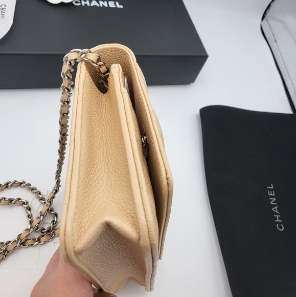 Brand new 2022 authentic Chanel classic beige caviar quilted woc wallet on chain - Picture 8 of 17